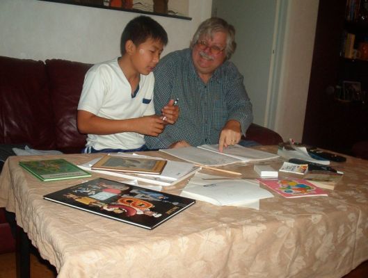 Doing homework october 2002 together with "pappa"
