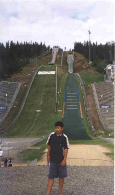 Aug 2002. Under the jump tower in the Olympic town of Lillehammer
